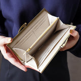 上品なミルクティーカラーが美しいがま口長財布 Ange エンジ A01077