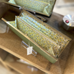 レモン色の花柄がきれいながま口長財布 Ange グリーン A02050