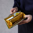 マスタードカラーのドット柄がおしゃれながま口長財布 Ange グリーン A02075