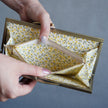 レモン色の花柄がきれいながま口長財布 Ange グレー A05050