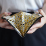 レモン色の花柄がきれいながま口長財布 Ange グレー A05050