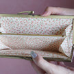 ピンクの花柄が素敵な薄くて軽いがま口長財布Luna ピンク C02067